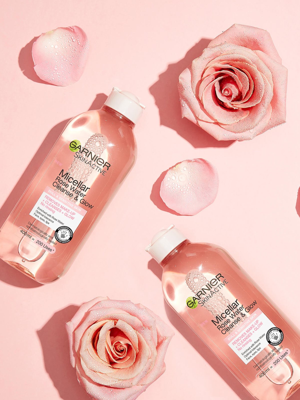 GARNIER - SKIN ACTIVE MICELLAR ROSE WATER, CLEANSE & GLOW FOR DRY,OILY & SENSITIVE SKIN 400ML